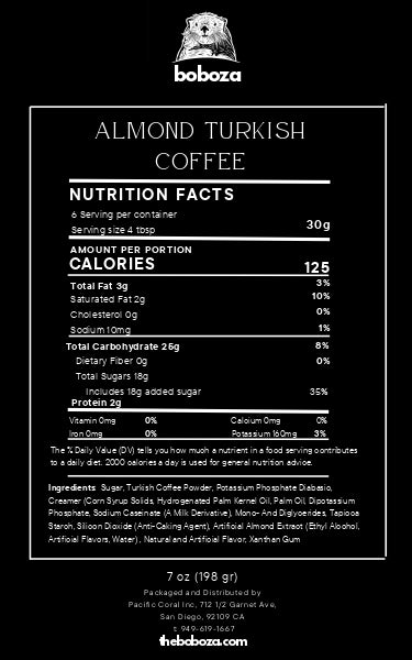 Almond Turkish Coffee - Nutrition Label