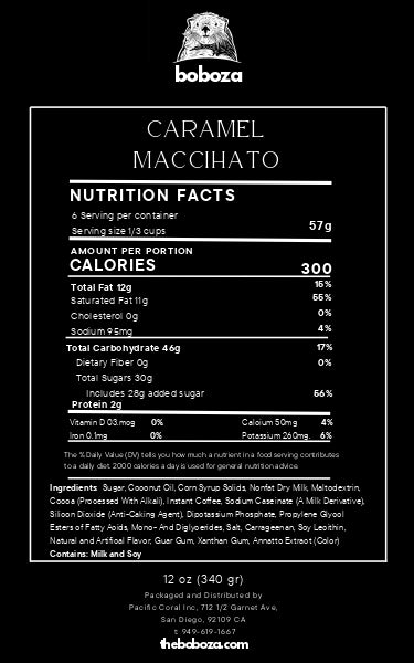 Caramel Macchiato - Nutrition Label