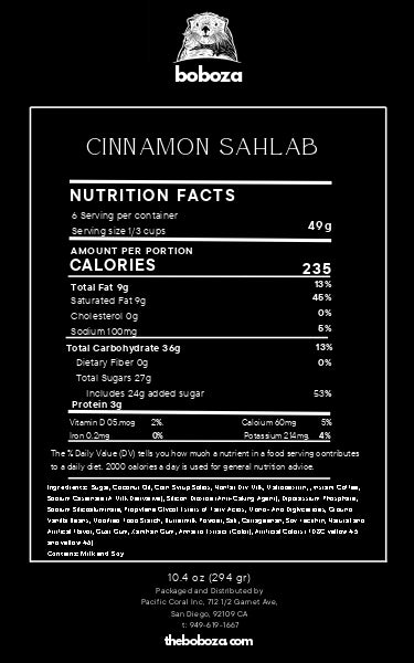 Cinnamon Sahlab - Nutrition Label