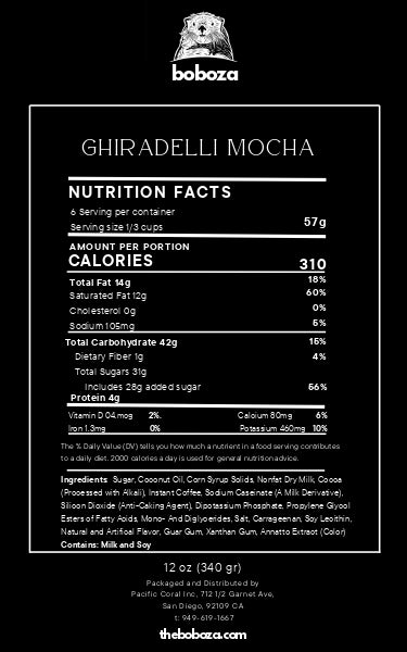 Ghiradelli Mocha - Nutrition Label